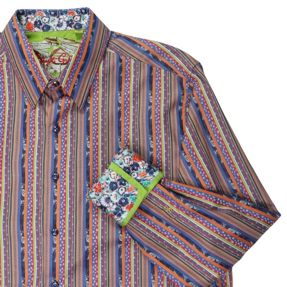 Robert Graham Other - ROBERT GRAHAM Long Sleeve Button Down Shirt Large Hawaiin Multicolor Flip Cuff